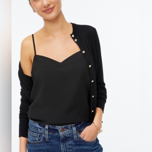 J. Crew basic black v-neck cami BD284 size 8 - Picture 1 of 7